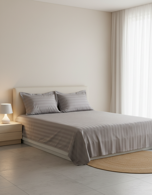 2 CM - Italian Jacquard 400 TC 100% Cotton Bedsheet Set.