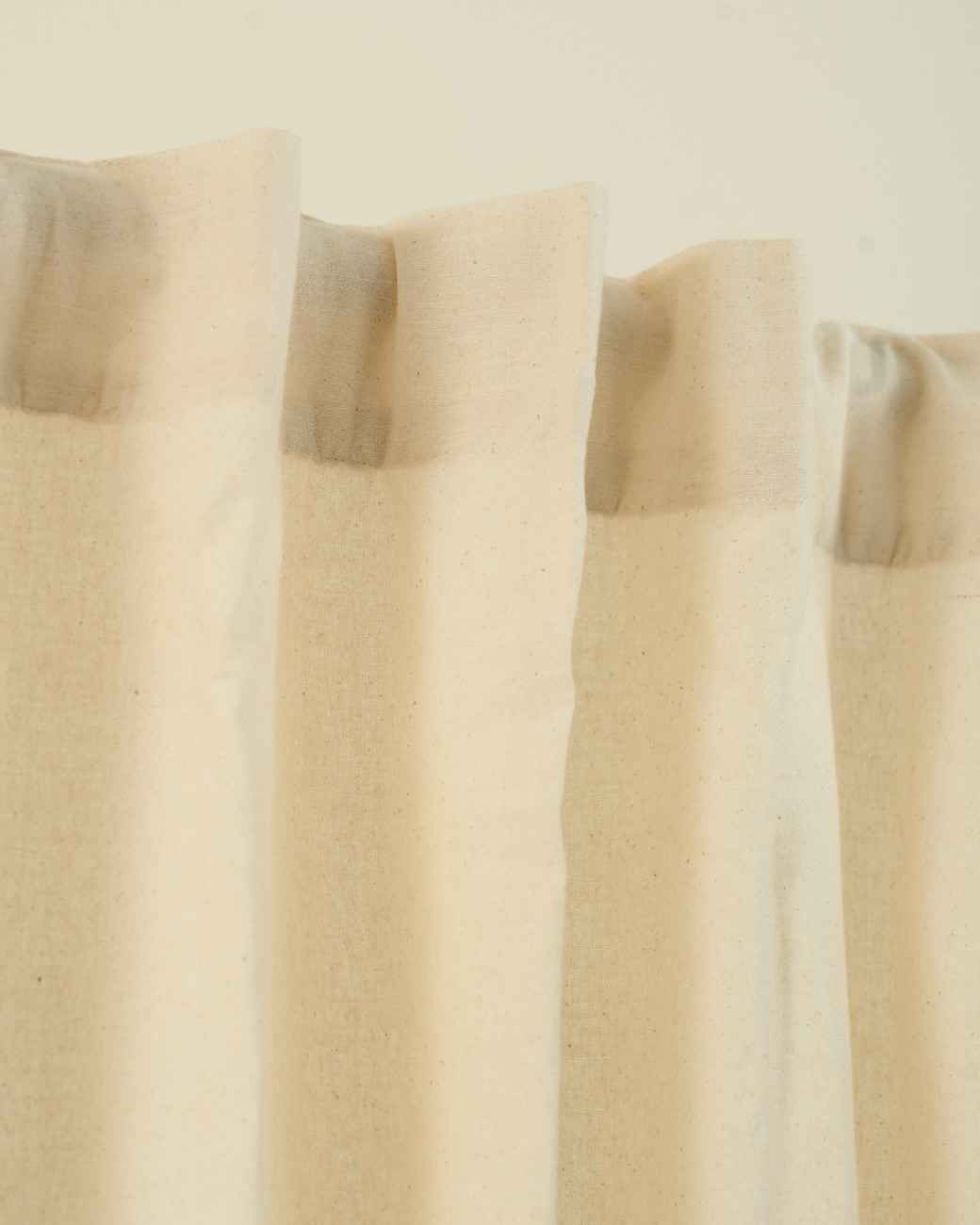 Cotton–Linen Ivory-Beige Curtain - Avira solid plain