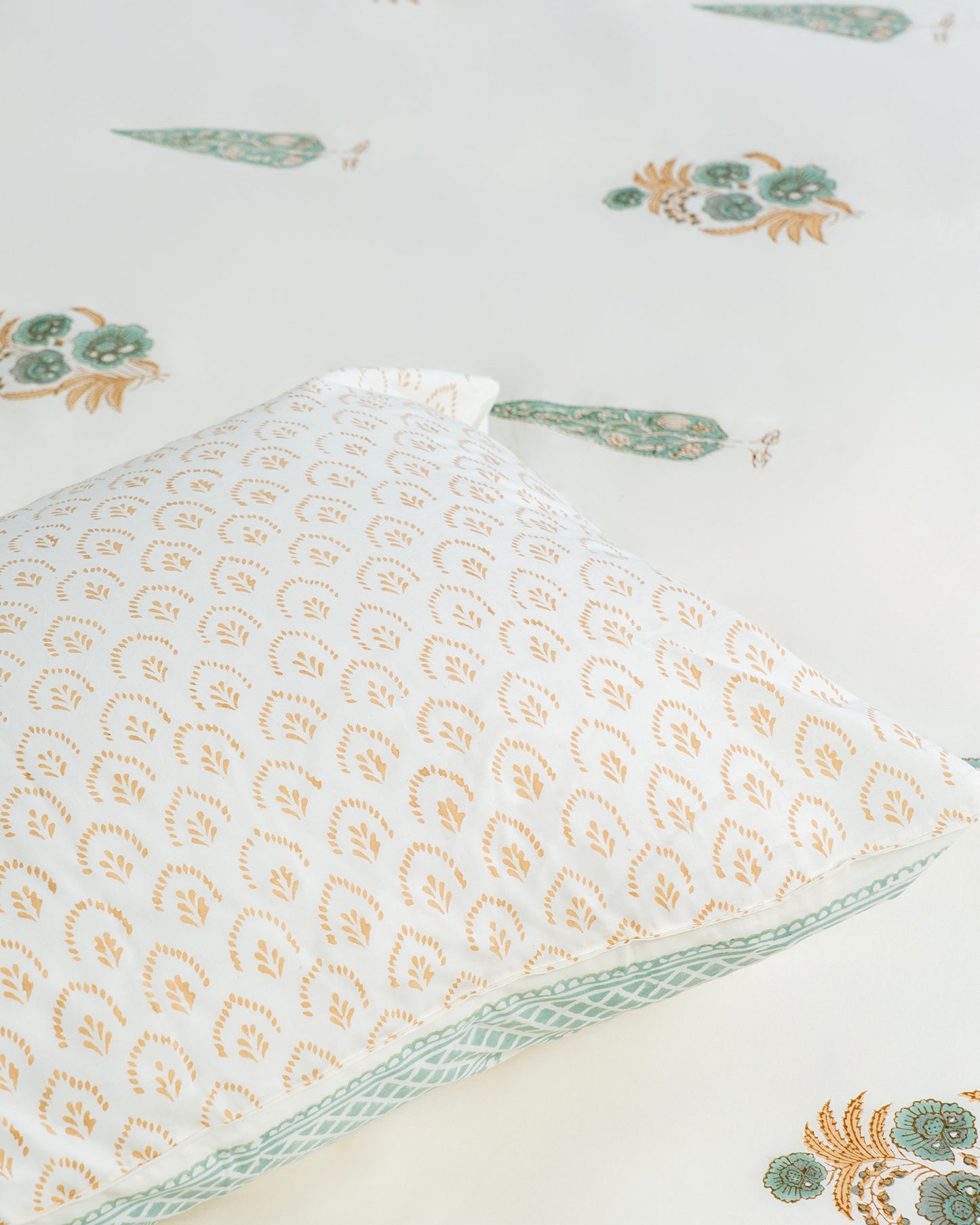 Ruby - Floral Hand Block Print 100% Cotton Bedsheet Set