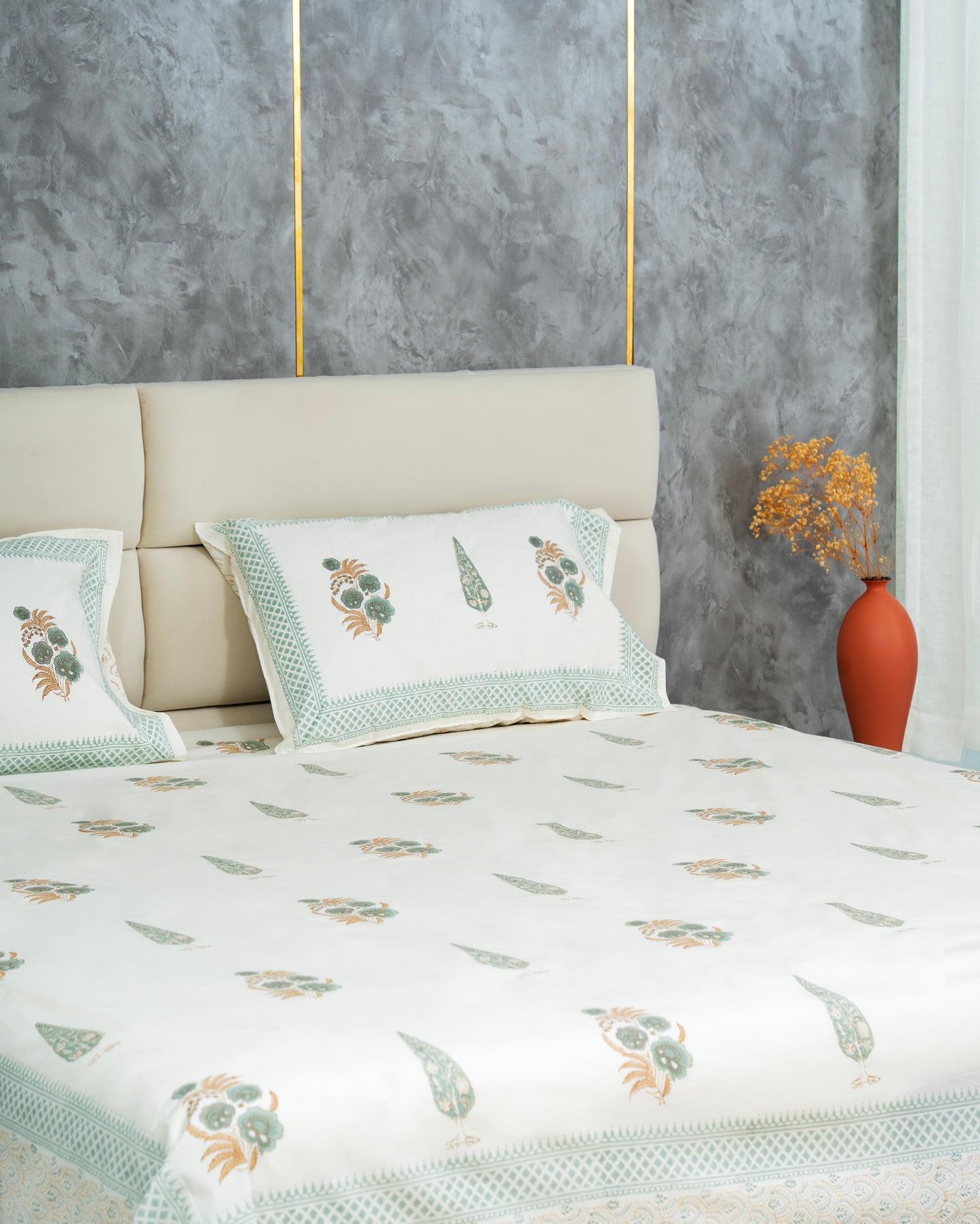 Ruby Mughal Floral Cotton Bed Sheet Set – Ruby (D1)