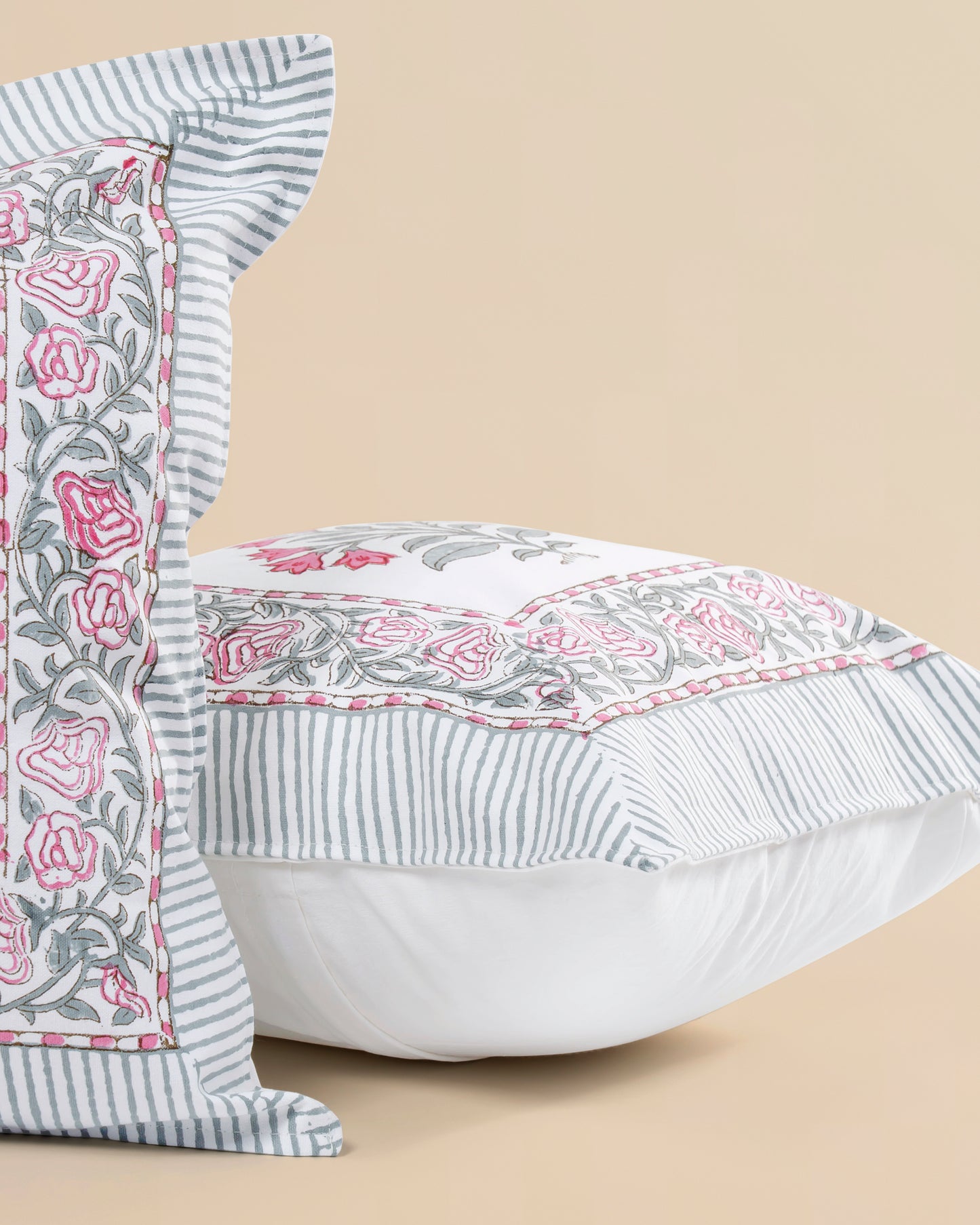 Suki Triple-Flower Boota Hand Block Cushion Cover