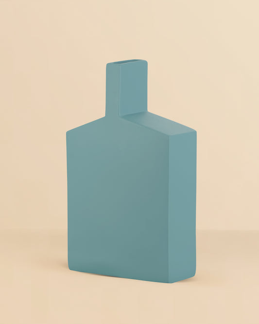 Long Neck Trapezoid Vase – Turquoise Blue