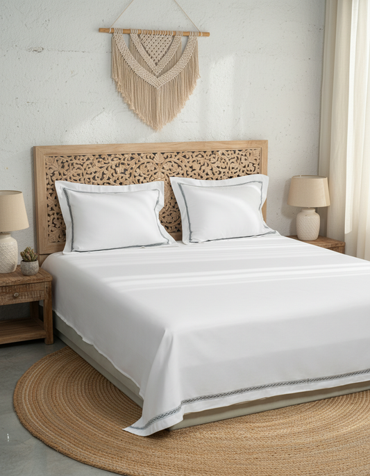 Resver - Majestic Interlace 100% Cotton 500 TC Embroidery Bedsheet Set.