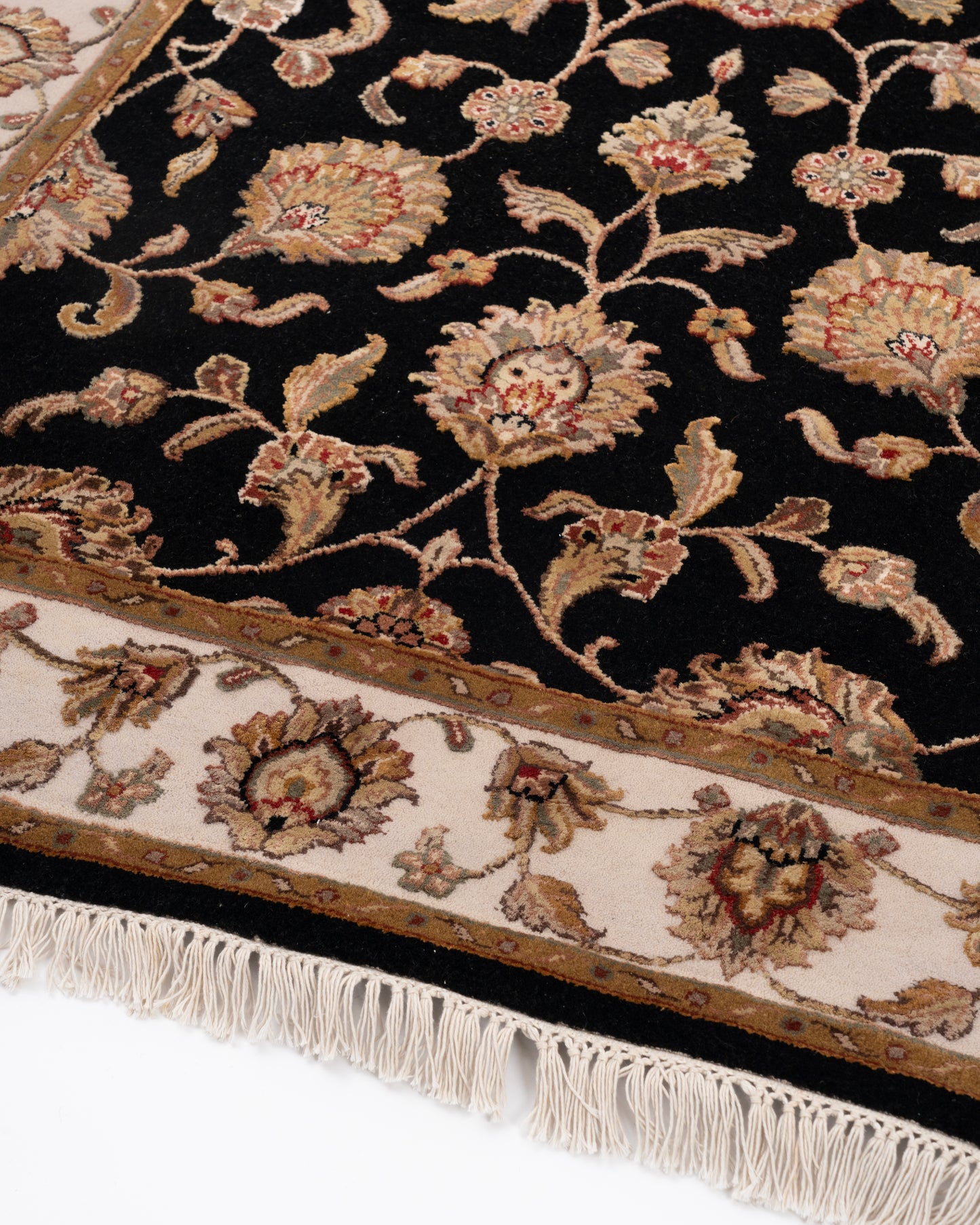 Kashan wool silk carpet - Black Ivory