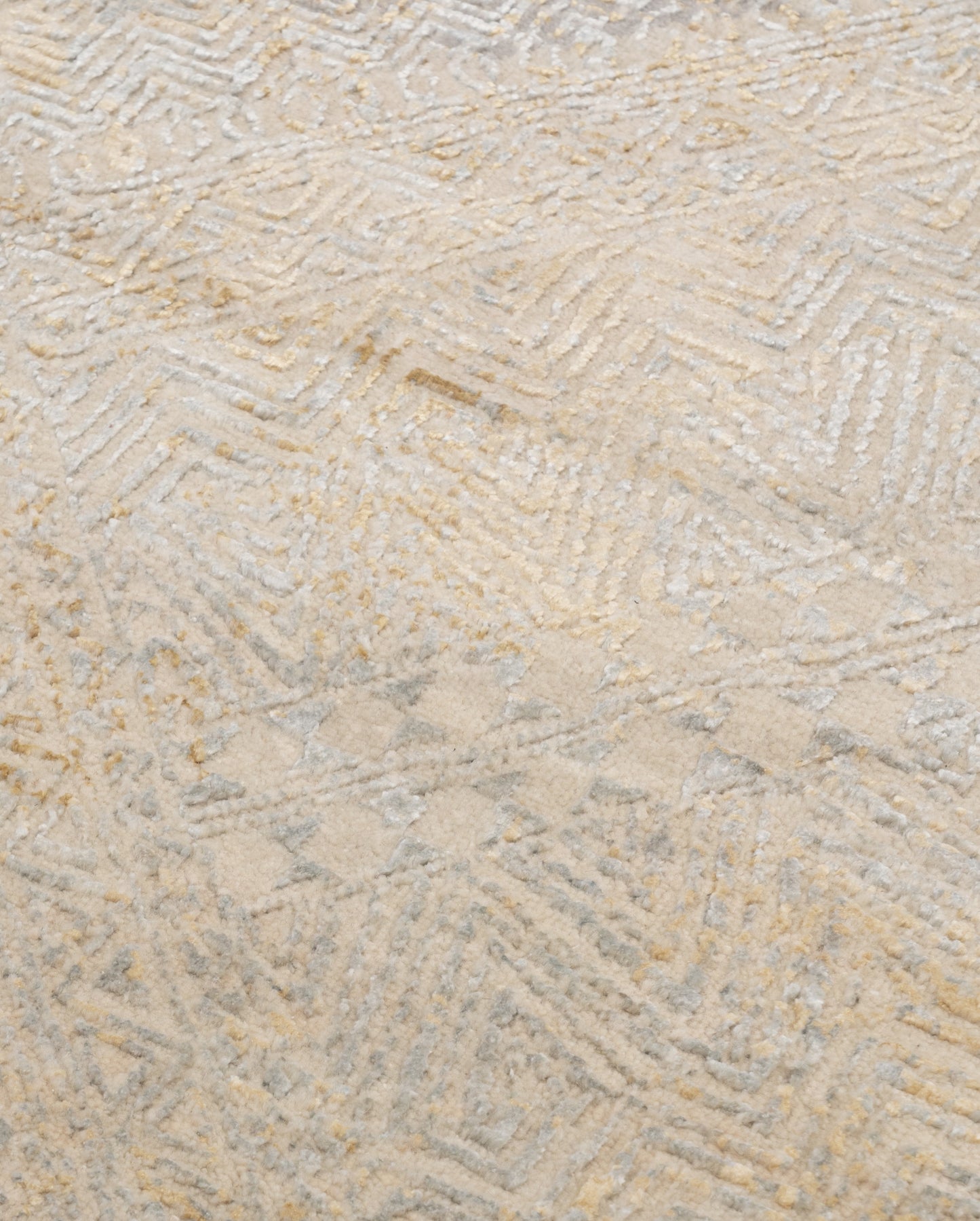 Abstract Modern Wool Silk Carpet - Grey Ivory