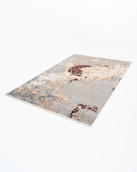 Abstract Modern Luxury Hand Knotted Wool & Botanical Silk Carpet