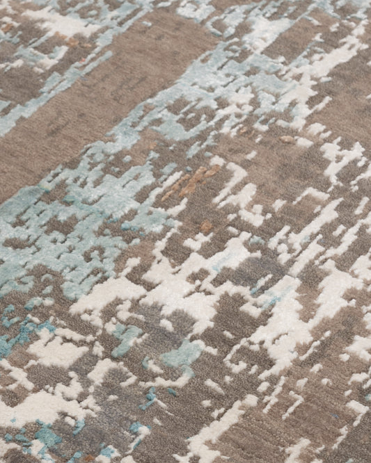 Abstract Modern Luxury Hand Knotted Wool & Botanical Silk Carpet