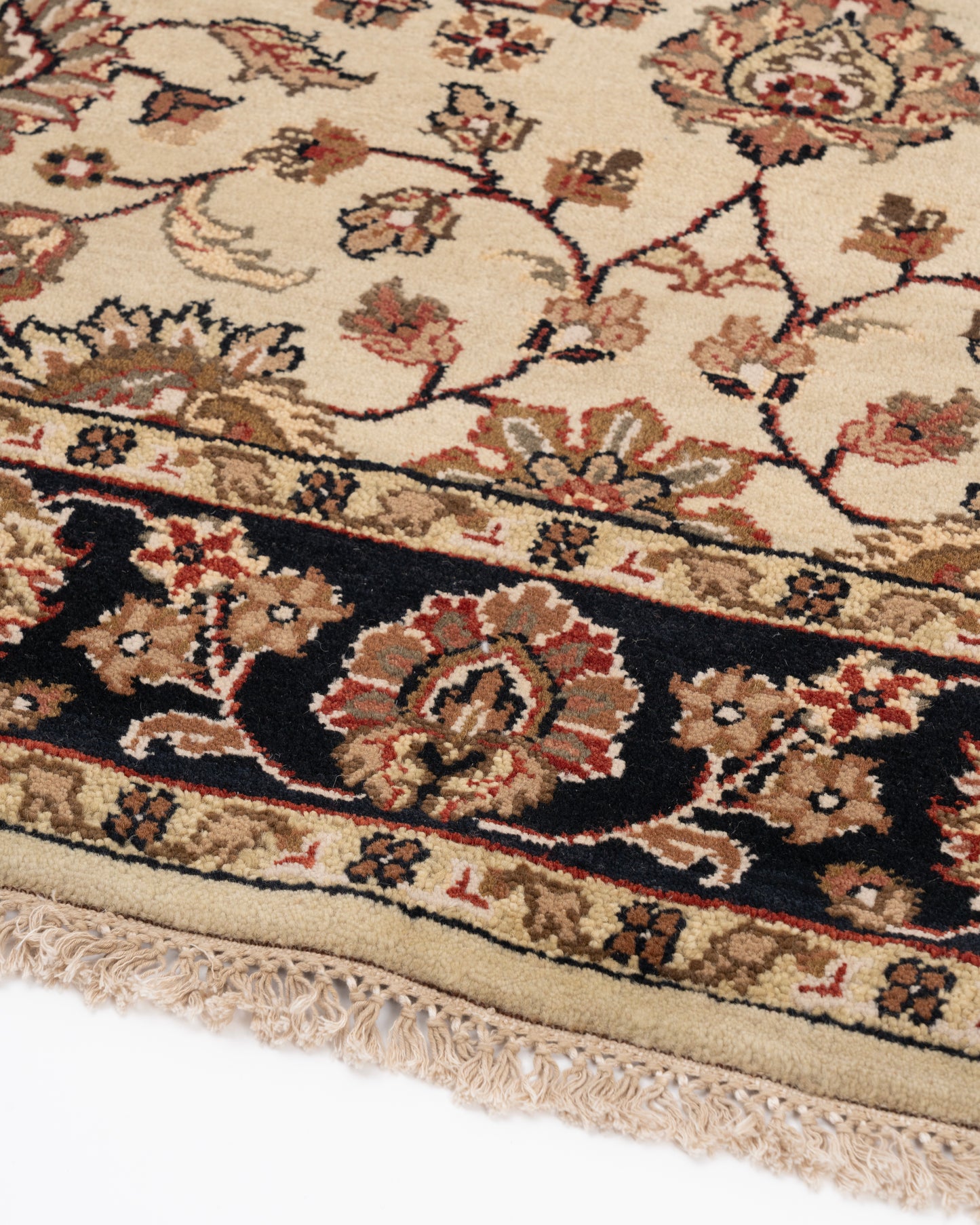 Persian Luxury Hand Knotted Wool Floral Border Carpet