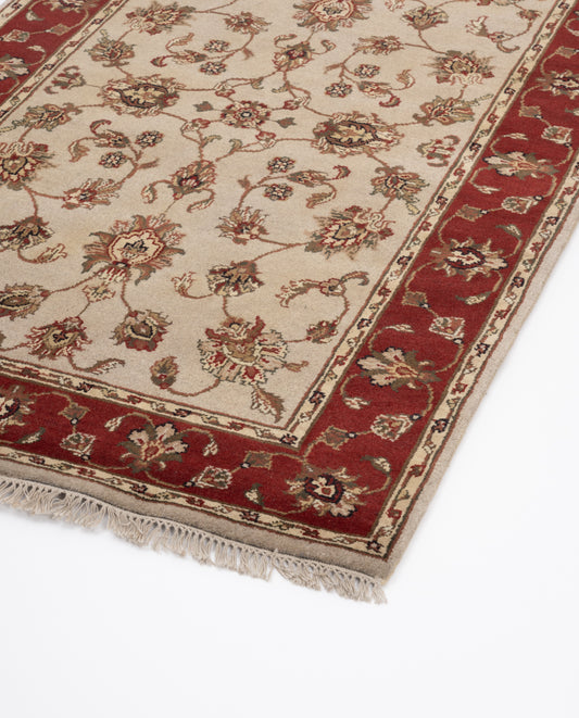 Classic Luxury Hand Knotted Wool Floral Border Carpet