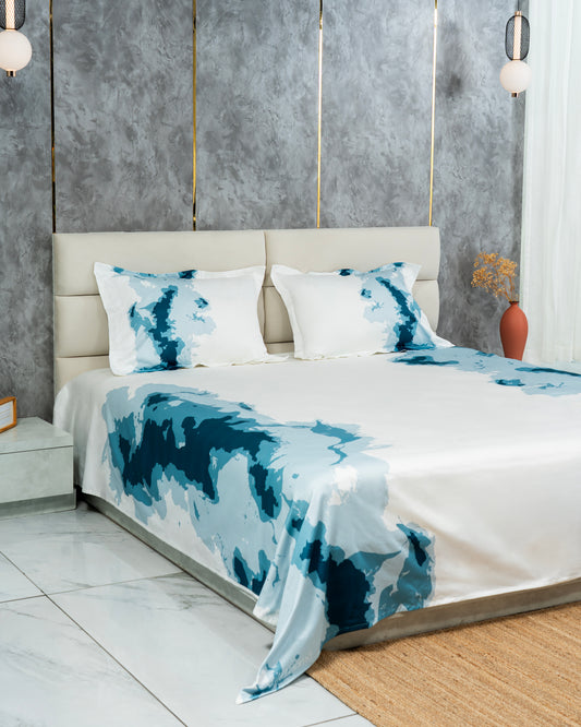 Elysian - Abstract Waves 100% Cotton 600 TC Digital Print Bedsheet Set