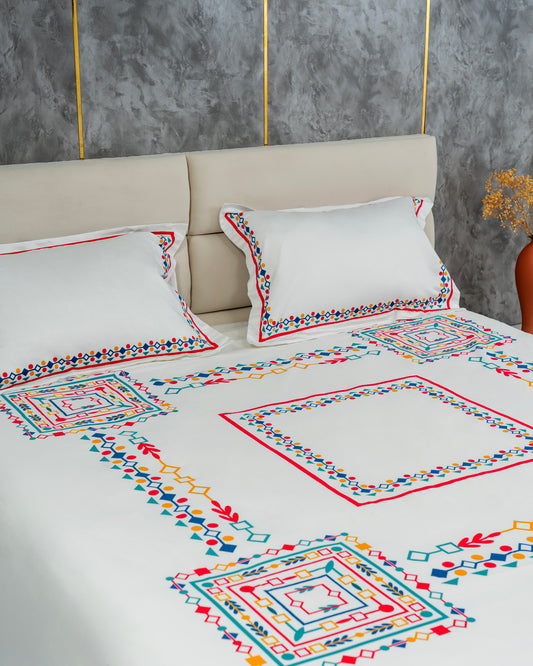 Elysian - Geometric 100% Cotton 600 TC Digital Print Bedsheet Set
