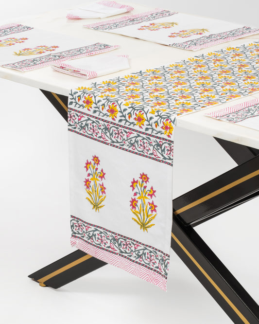 Titiksa 100% Premium Cotton Hand Block Print Table Runner Set