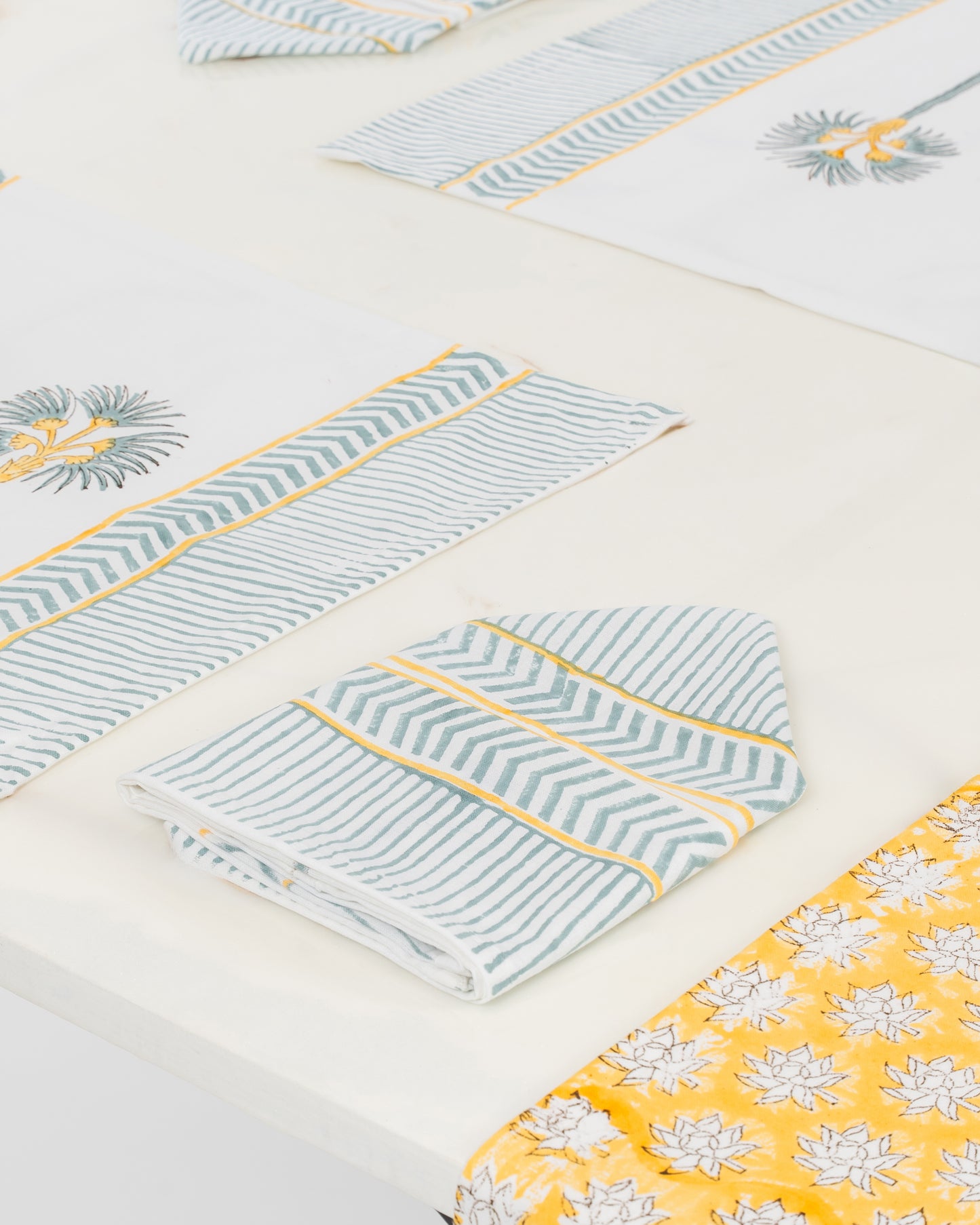 Titiksa 100% Premium Cotton Hand Block Print Table Runner Set