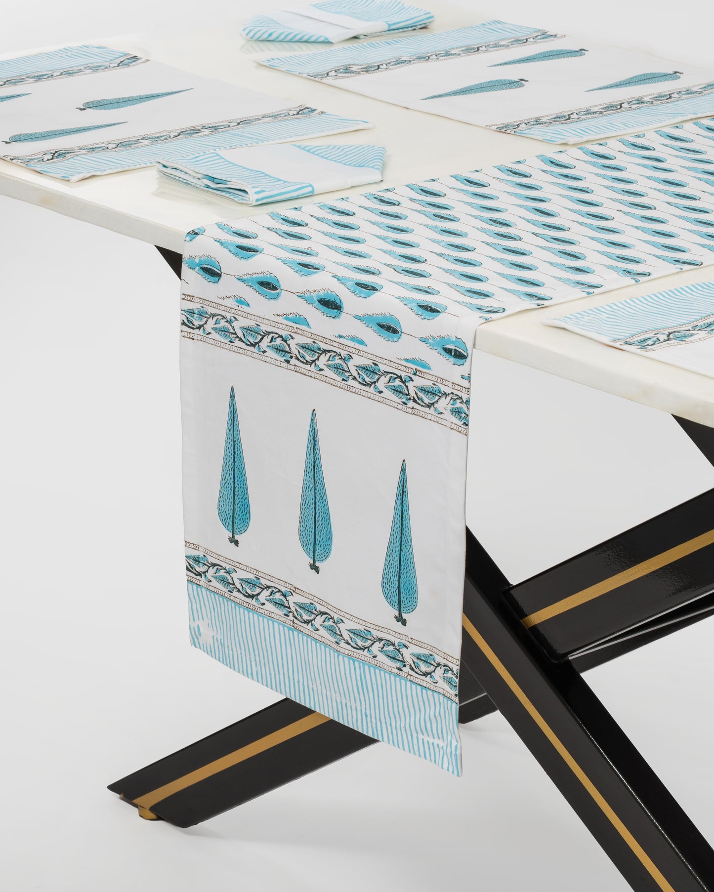 Titiksa 100% Premium Cotton Hand Block Print Table Runner Set