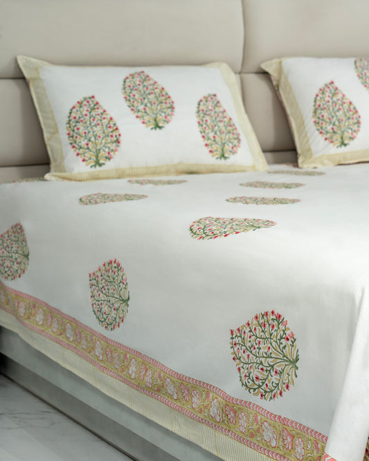 Emerald - Tree of Life Hand Block Print 100% Cotton Bedsheet Set