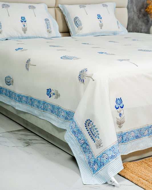 Emerald - Cypress Hand Block Print 100% Cotton Bedsheet Set
