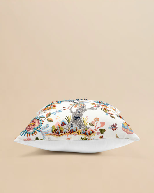 Floriate 101 Hand-Embroidered Botanical Cushion