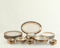 Dru Collection Porcelain Dinner Set with 24K Gold Ascent