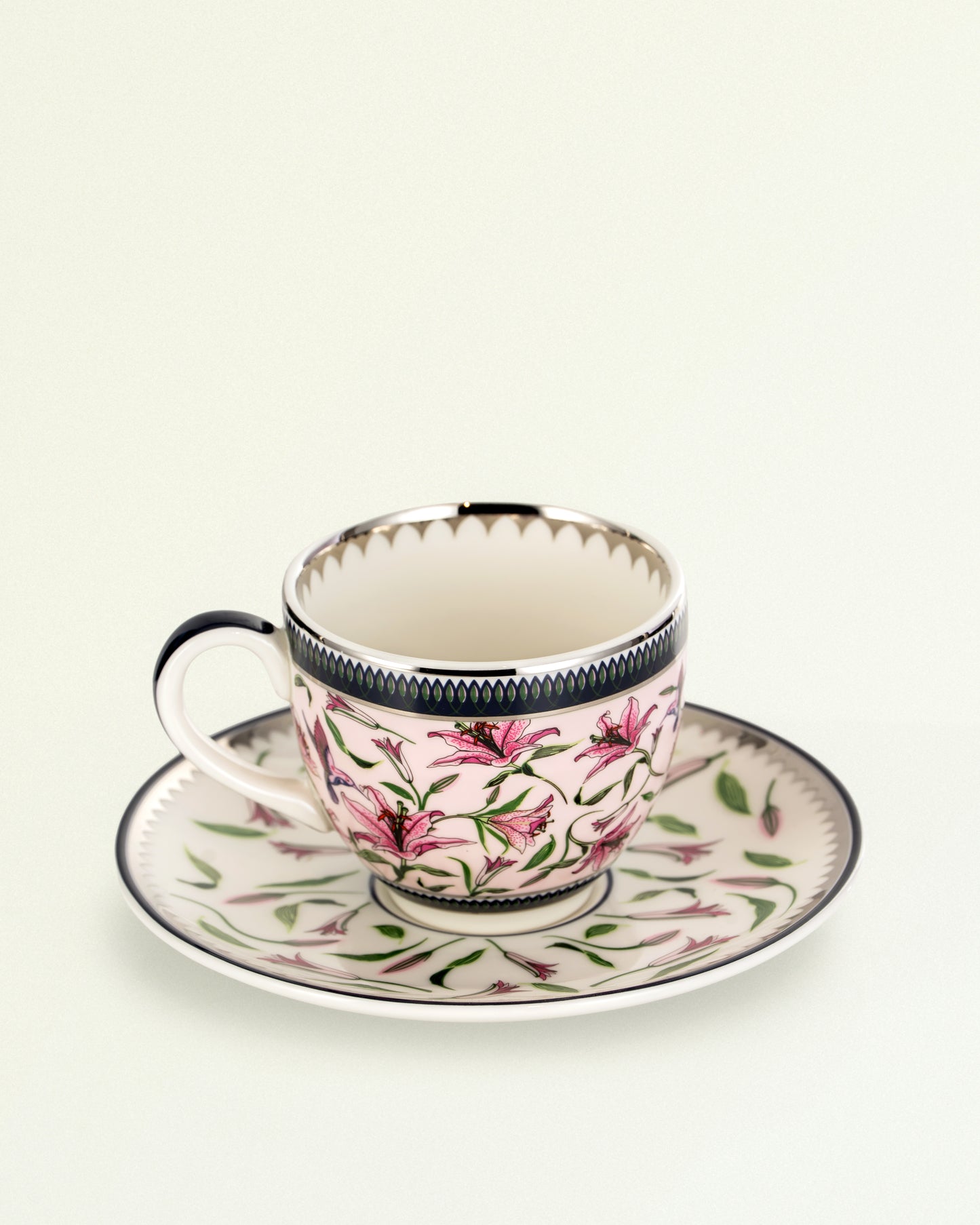 Lilium Collection Porcelain Tea Set With Platinum Ascent