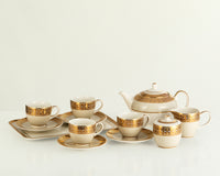 Dru Collection Porcelain Tea Set with 24K Gold Ascent