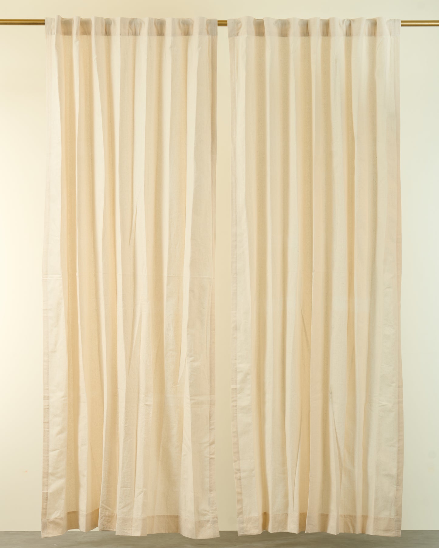 Cotton–Linen Ivory-Beige Curtain - Avira solid plain