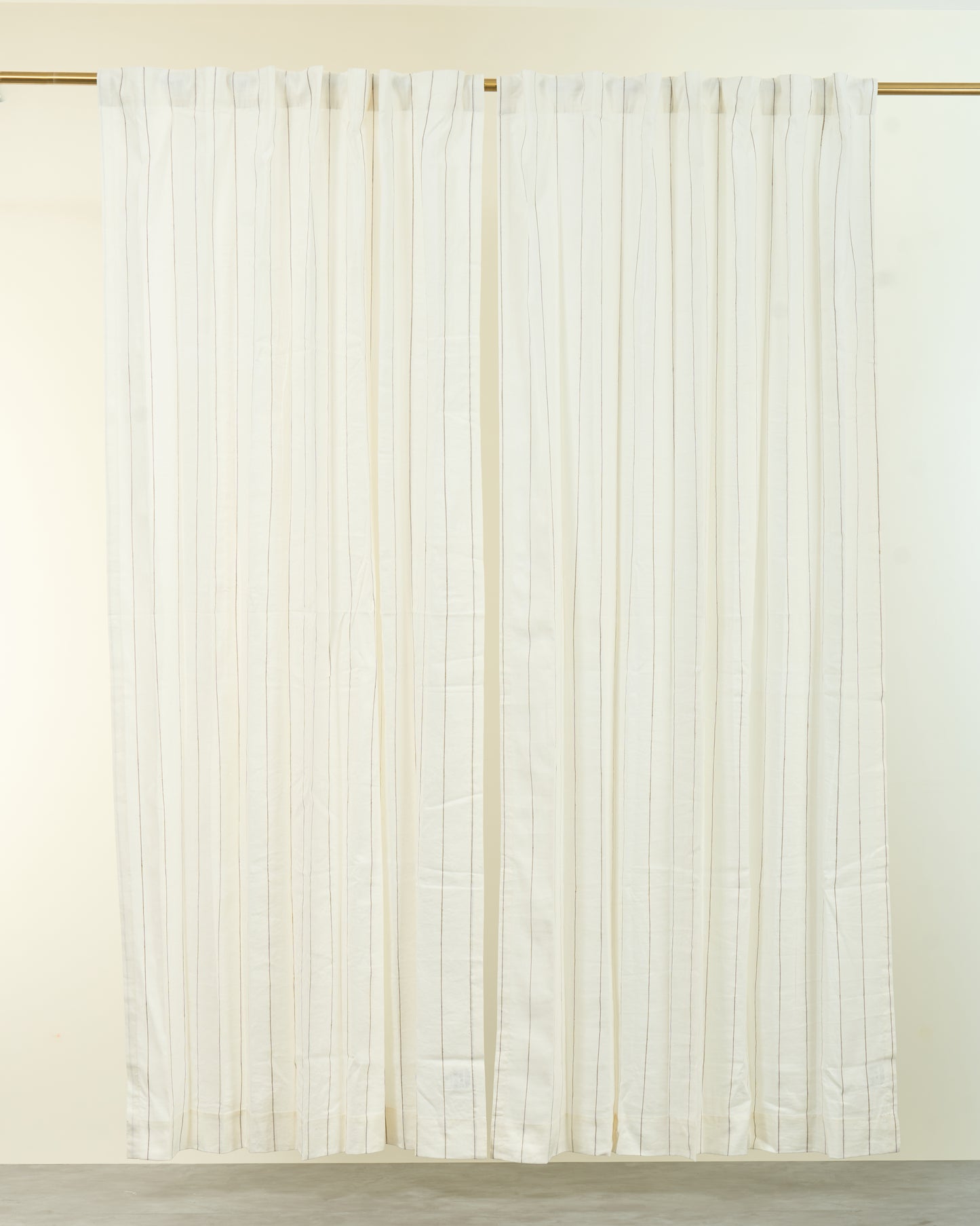 Linen–Cotton Brown Stripe Curtain - Mihira Stripe
