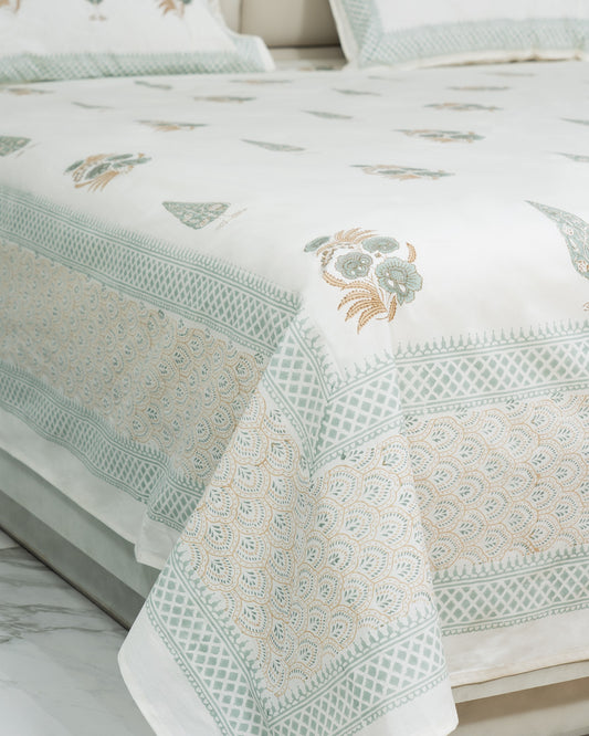 Ruby - Floral Hand Block Print 100% Cotton Bedsheet Set