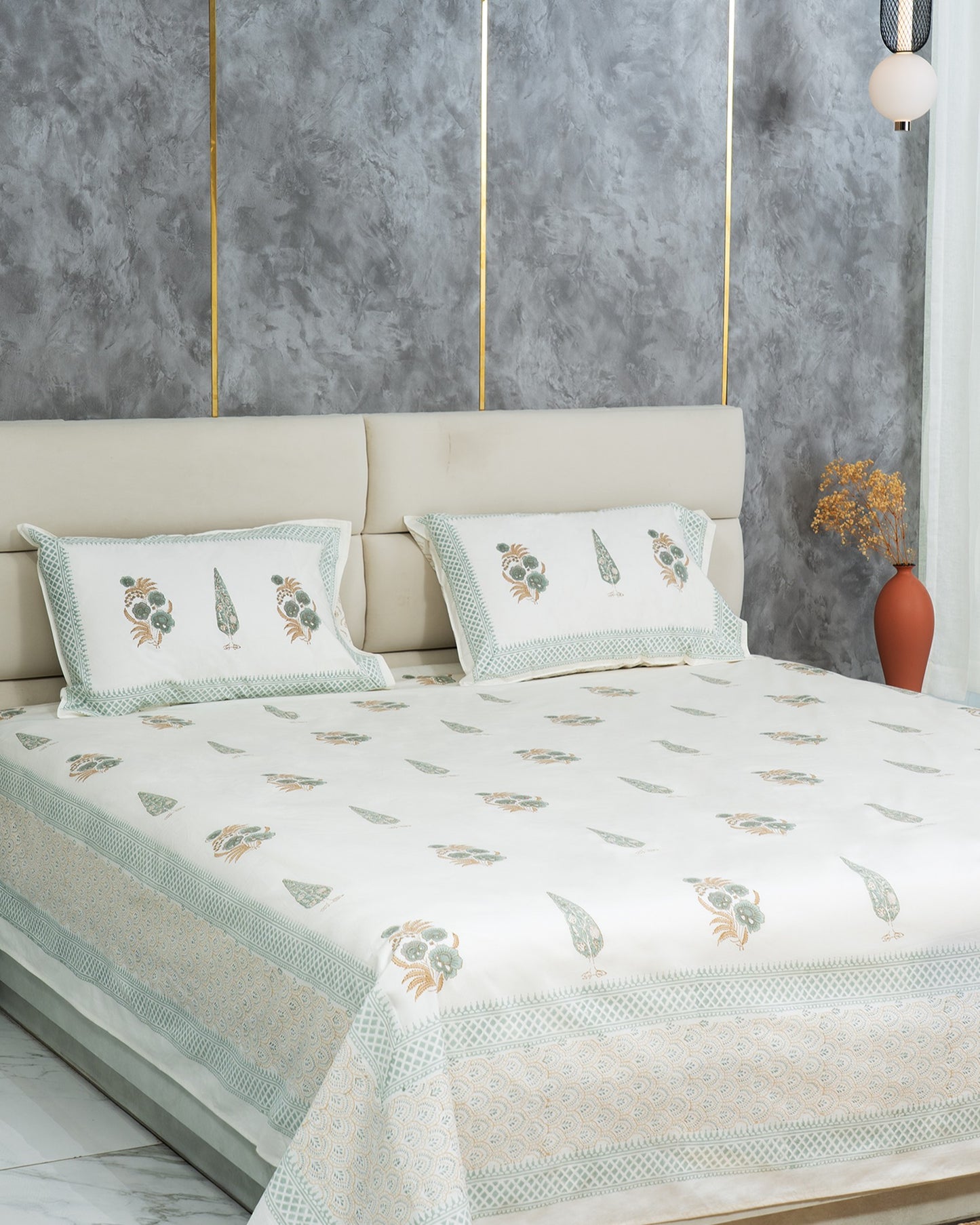 Ruby Mughal Floral Cotton Bed Sheet Set – Ruby (D1)