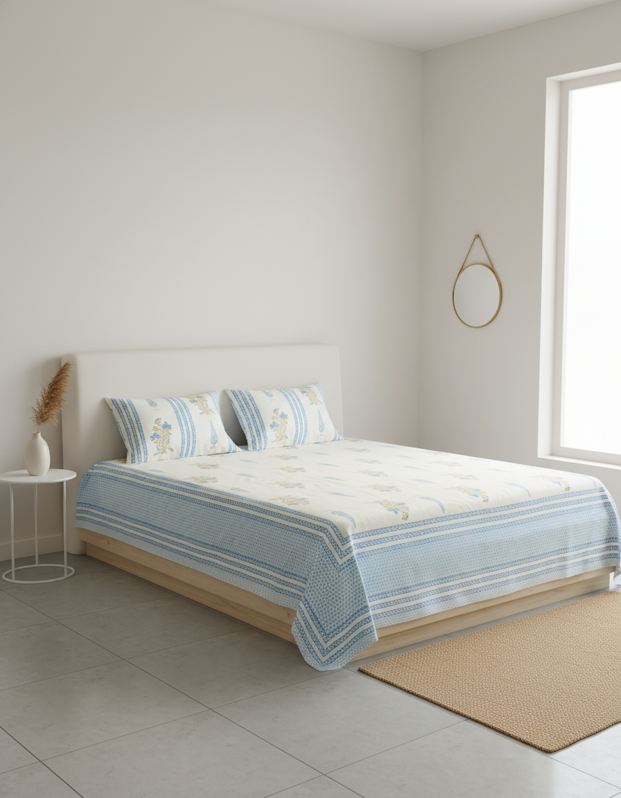 Ruby  Mughal Floral Cotton Bed Sheet Set – Ruby (D3)