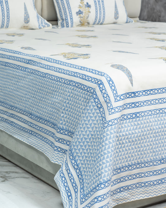 Ruby - Floral Hand Block Print 100% Cotton Bedsheet Set