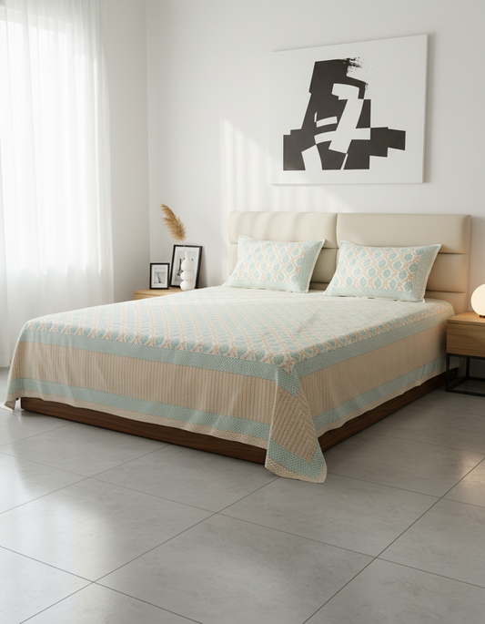 Ruby Mughal Jaal Cotton Bed Sheet Set – Ruby (D4)