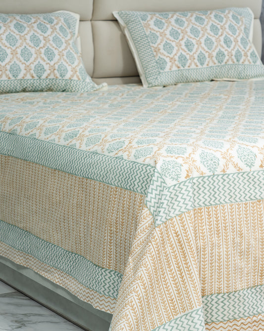 Ruby - Jaal Hand Block Print 100% Cotton Bedsheet Set