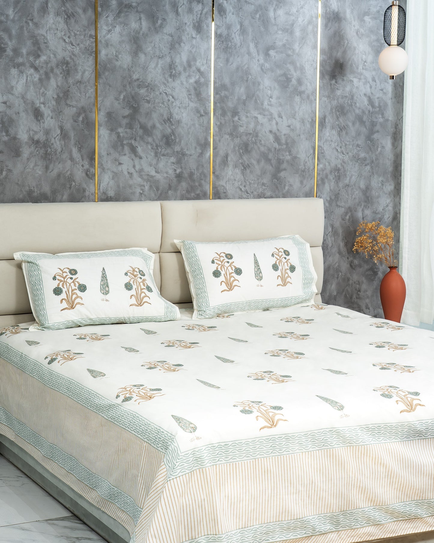 Ruby Mughal Floral Cotton Bed Sheet Set – Ruby (D5)