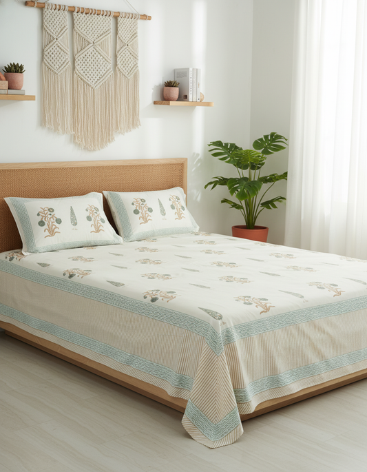 Ruby Mughal Floral Cotton Bed Sheet Set – Ruby (D5)