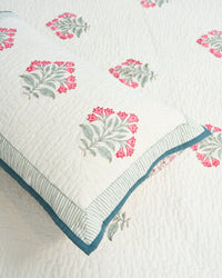 Rasa 100% Premium Mulmul Cotton Hand Block Print Quilted Bed Cover