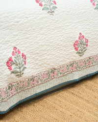 Rasa 100% Premium Mulmul Cotton Hand Block Print Quilted Bed Cover
