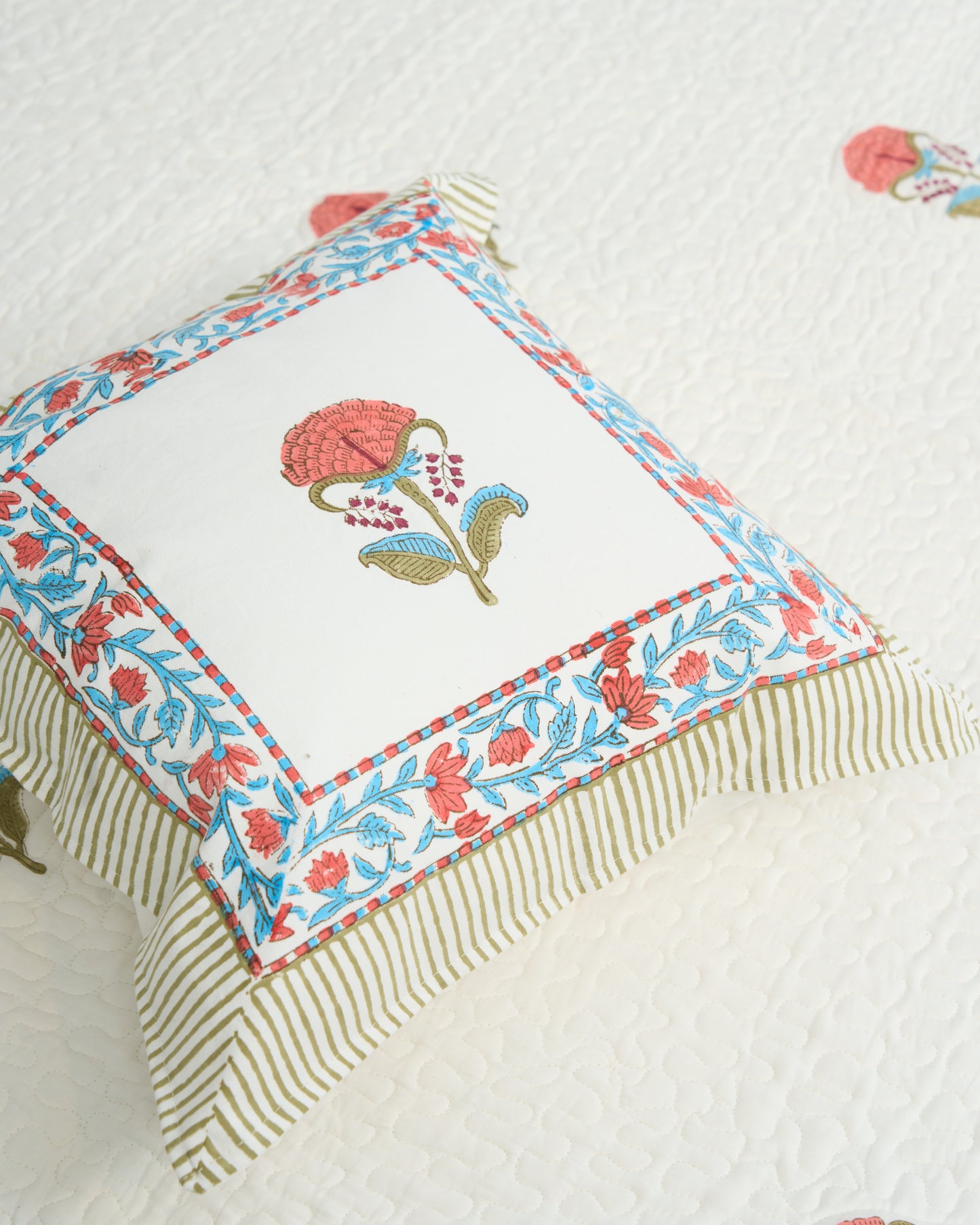 Rasa 100% Premium Mulmul Cotton Hand Block Print Quilted Bed Cover