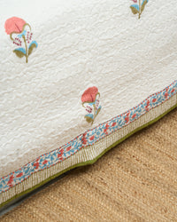 Rasa 100% Premium Mulmul Cotton Hand Block Print Quilted Bed Cover