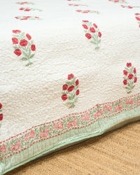 Rasa 100% Premium Mulmul Cotton Hand Block Print Quilted Bed Cover