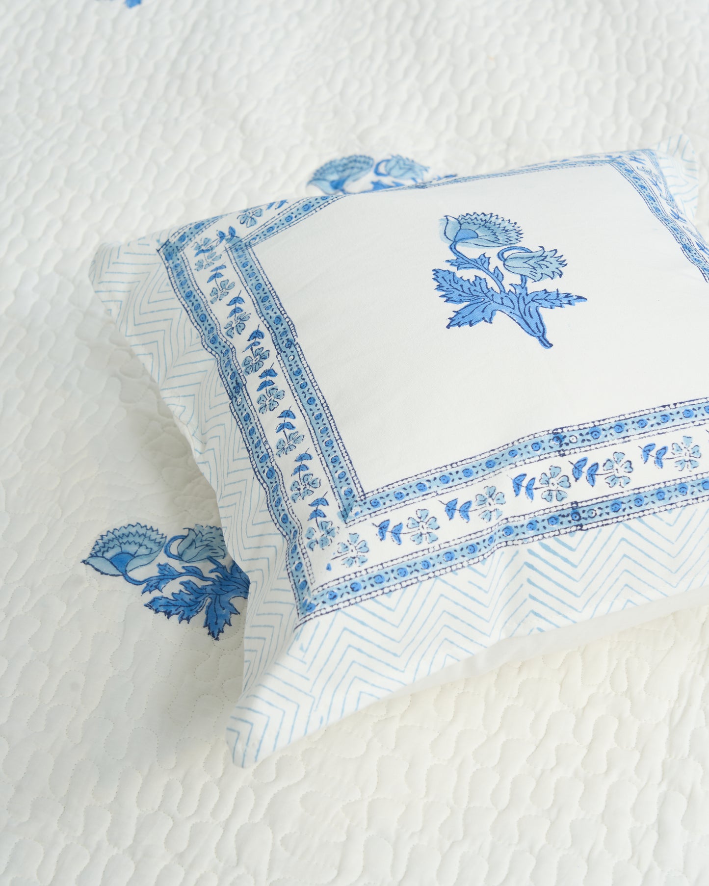 Rasa 100% Premium Mulmul Cotton Hand Block Print Quilted Bed Cover