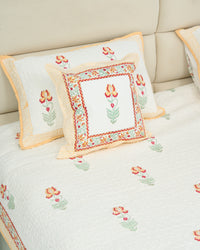 Rasa 100% Premium Mulmul Cotton Hand Block Print Quilted Bed Cover