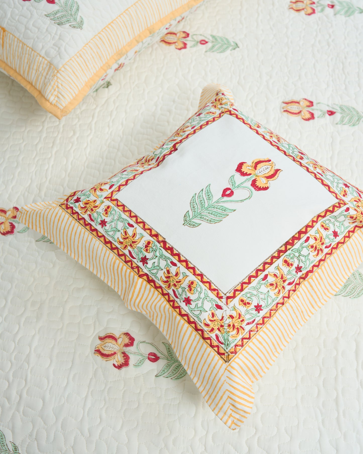 Rasa 100% Premium Mulmul Cotton Hand Block Print Quilted Bed Cover