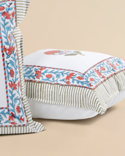 Suki Marigold 100% Cotton Hand Block Print Cushion Cover Set 5 Pcs