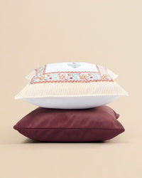 Avinya – Block Print & Velvet Cushion Cover (D5)