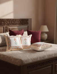 Avinya – Block Print & Velvet Cushion Cover (D5)