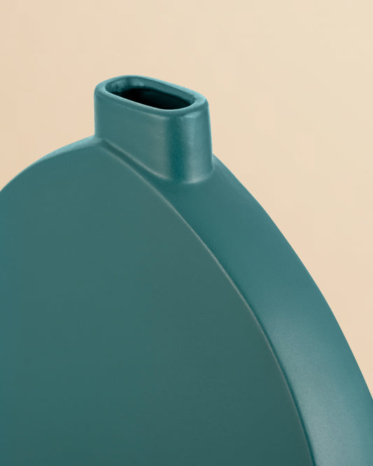 Modern Japanese Vase – Matte Teal Blue