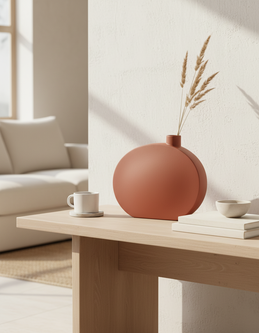 Modern Japanese Vase – Terracotta Rose