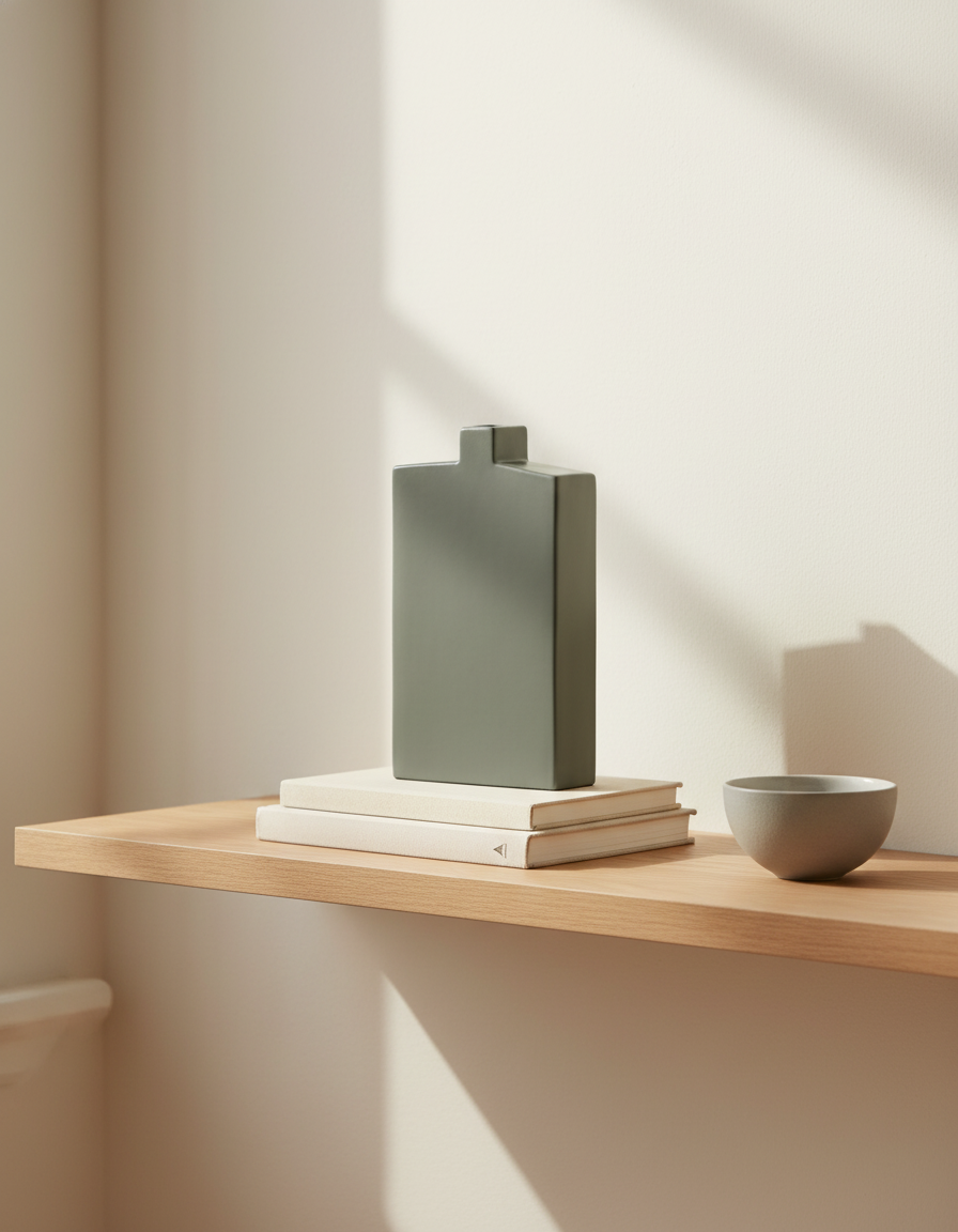 Long Neck Trapezoid Vase – Charcoal Grey