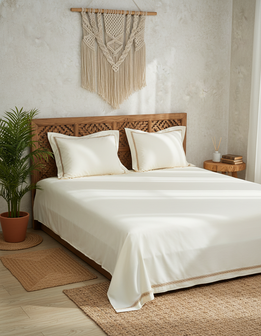 Resver - Majestic Interlace 100% Cotton 500 TC Embroidery Bedsheet Set.