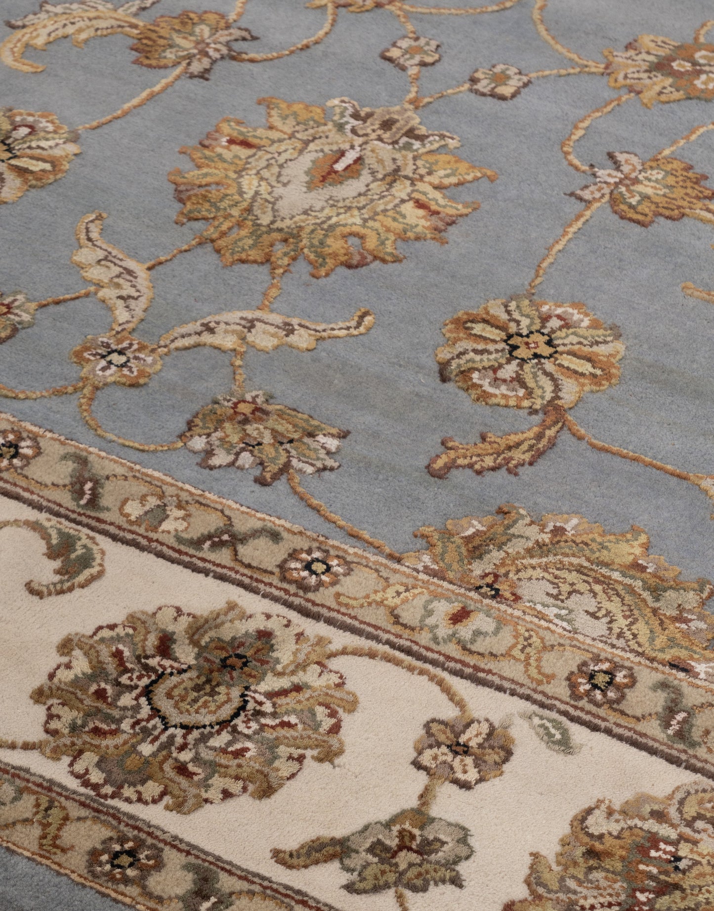 Emperor wool silk carpet - Blue Ivory